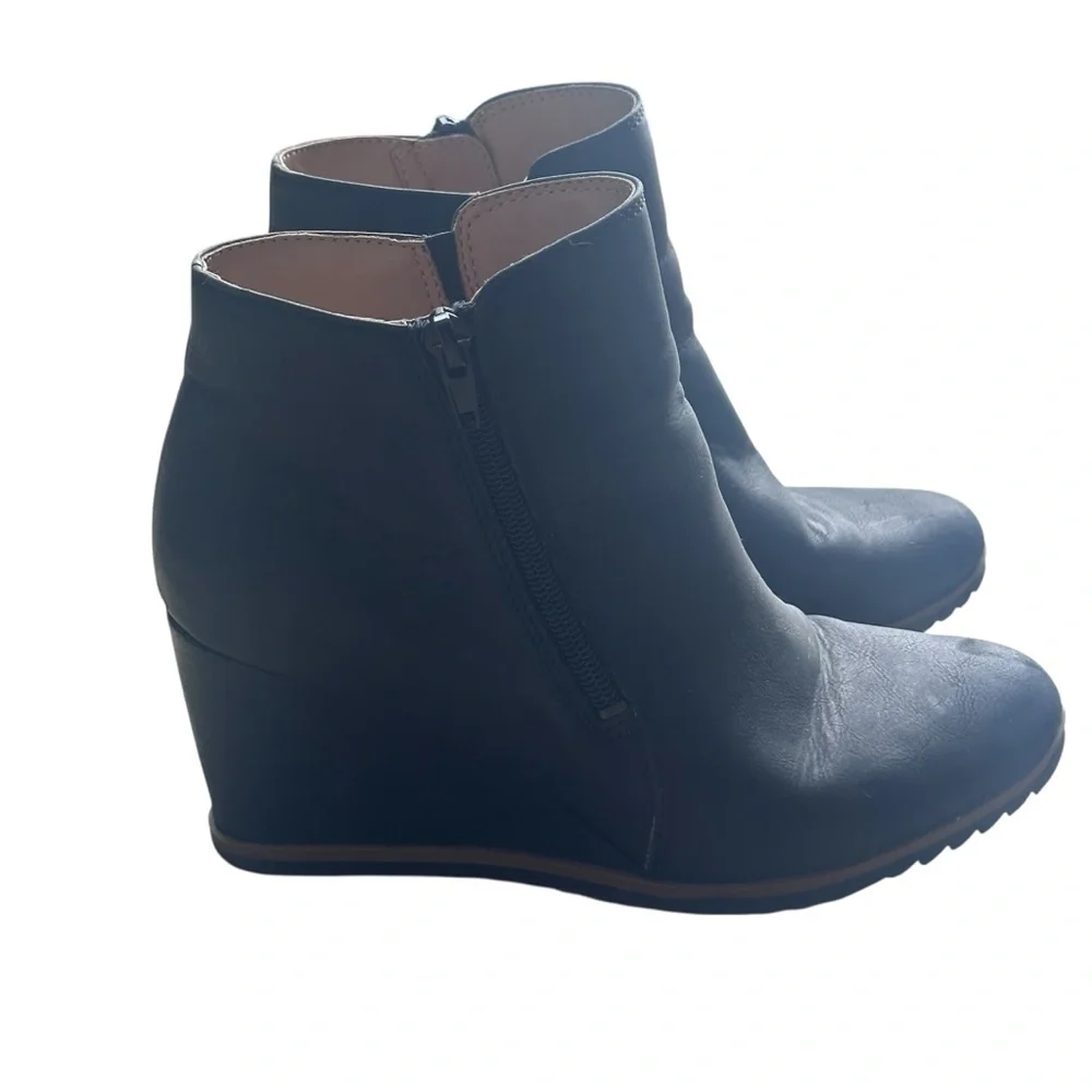 Soul Naturalizer Hudson Black Leather Wedge Ankle Boots Women’s‎ 8M